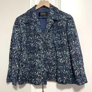 Dana Buchman Linen Silk Blend Floral Print Snap Button Jacket Women’s 10